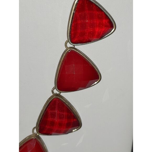 A New York Women's Statement Necklace Faceted Red Cabachons Bronze Tone Chain - Picture 3 of 10